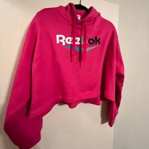 Reebok cropped hot pink sweatshirt with hood